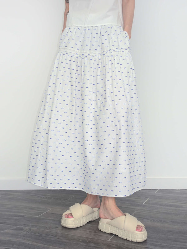 cubic Cotton 3D Jacquard A-line Puffy Skirt White