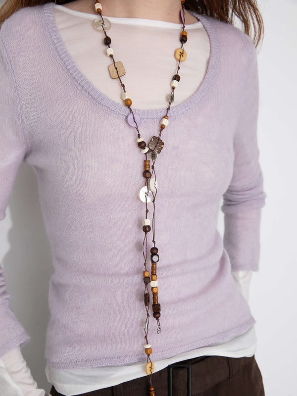 Cubic Crew Neck Slim-Fit Knitted Top Purple