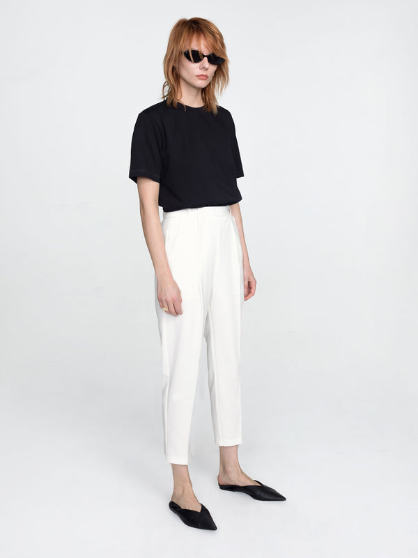 Cubic Cropped Cigarette Trousers Black