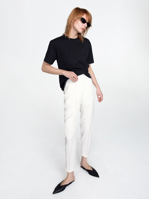 Cubic Cropped Cigarette Trousers Black