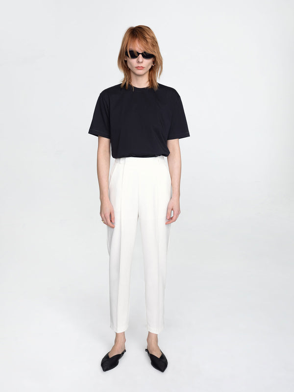 Cubic Cropped Cigarette Trousers Black