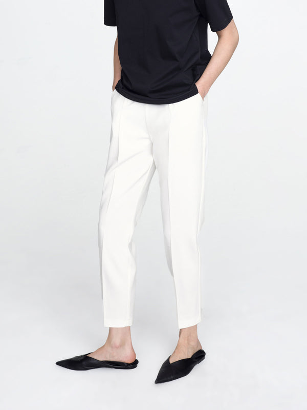 cubic Cropped Cigarette Trousers Black