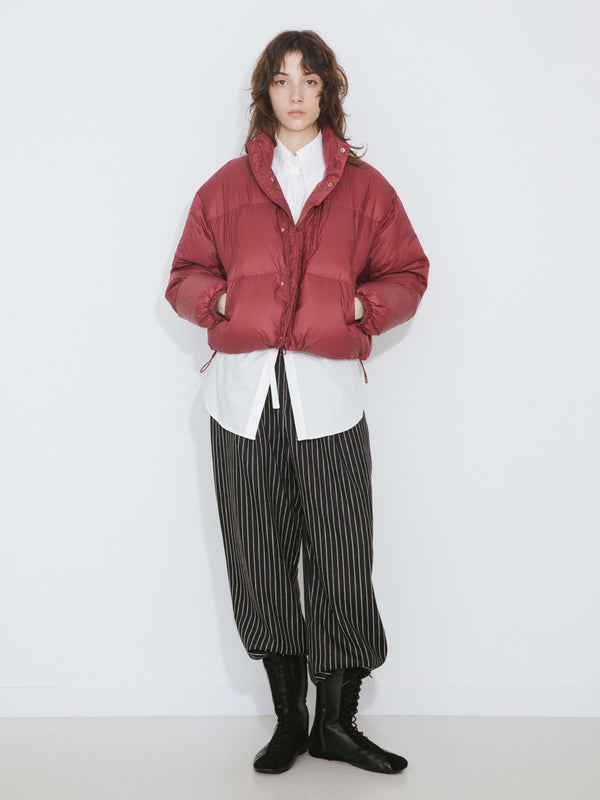 Cubic Cropped High Neck Down Coat FireBrick