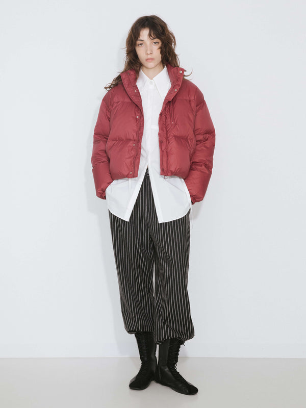 cubic Cropped High Neck Down Coat FireBrick