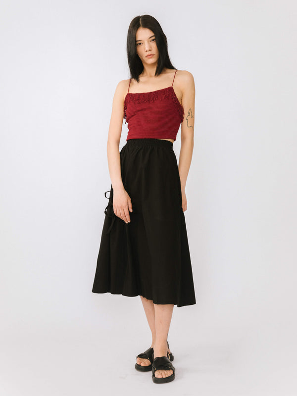 Cubic Cropped Tassel Trimmed Cami Top Blue