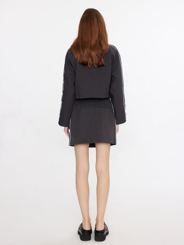 Cubic Cropped Zip Up Jacket DarkGray