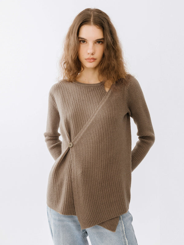 Cubic Crossover Ribbed Knit Jumper Sienna
