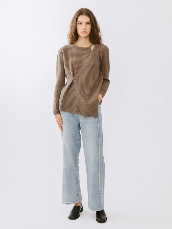 Cubic Crossover Ribbed Knit Jumper Sienna