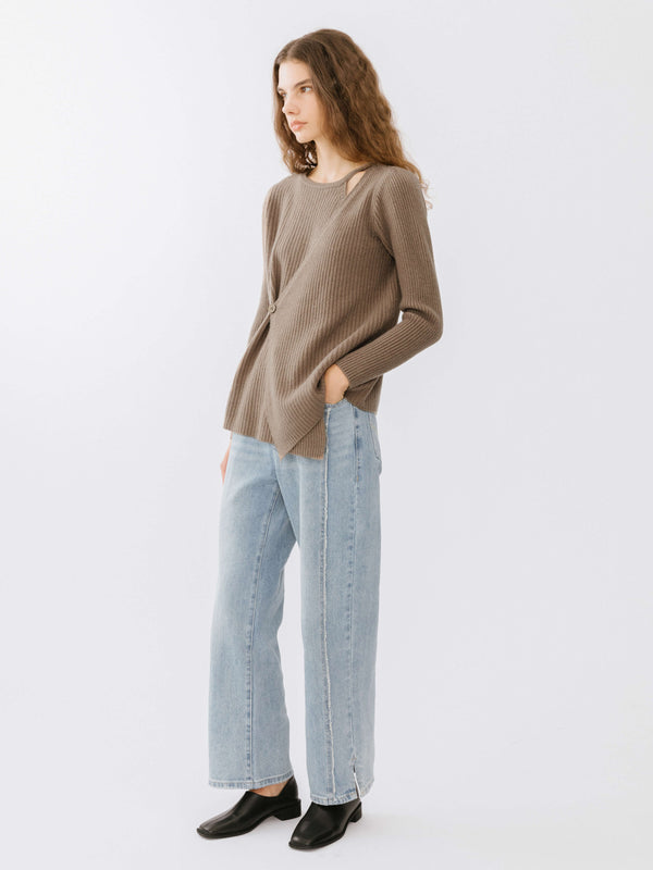 Cubic Crossover Ribbed Knit Jumper Sienna