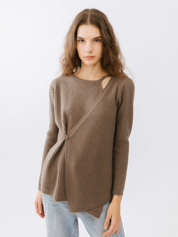 cubic Crossover Ribbed Knit Jumper Sienna