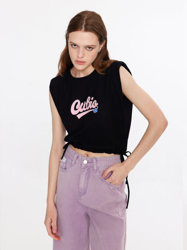 cubic Cubic Power Shoulder Top Pink