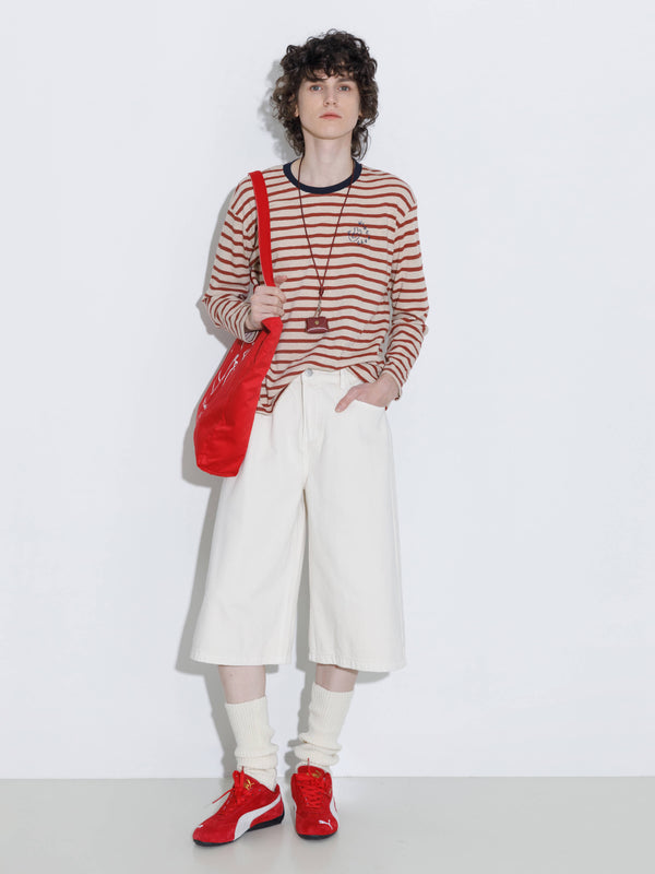 Cubic "CUBIC WINE CLUB" Striped Long Sleeve Top Red