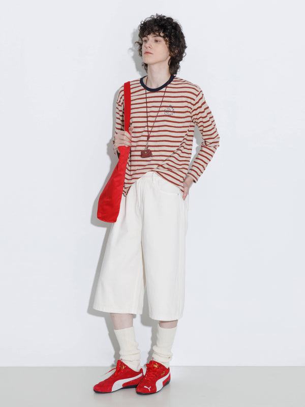 Cubic "CUBIC WINE CLUB" Striped Long Sleeve Top Red