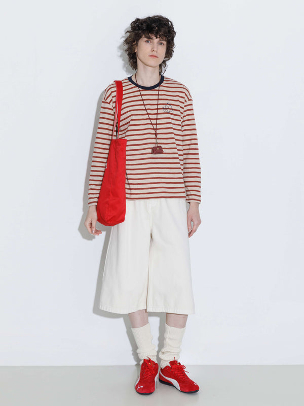 cubic "CUBIC WINE CLUB" Striped Long Sleeve Top Red