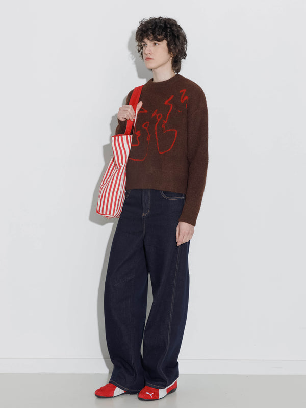 Cubic "CUBIC WINE CLUB" Sweater SaddleBrown