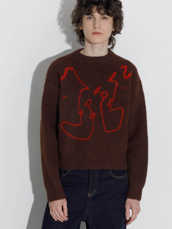 Cubic "CUBIC WINE CLUB" Sweater SaddleBrown