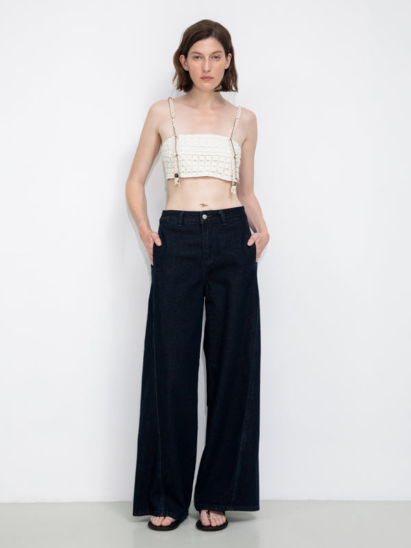 Cubic Cut-Out Cropped Bandeau Cami Beige