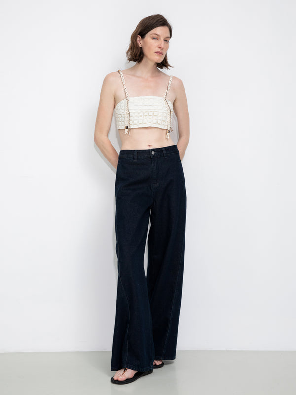 cubic Cut-Out Cropped Bandeau Cami Beige