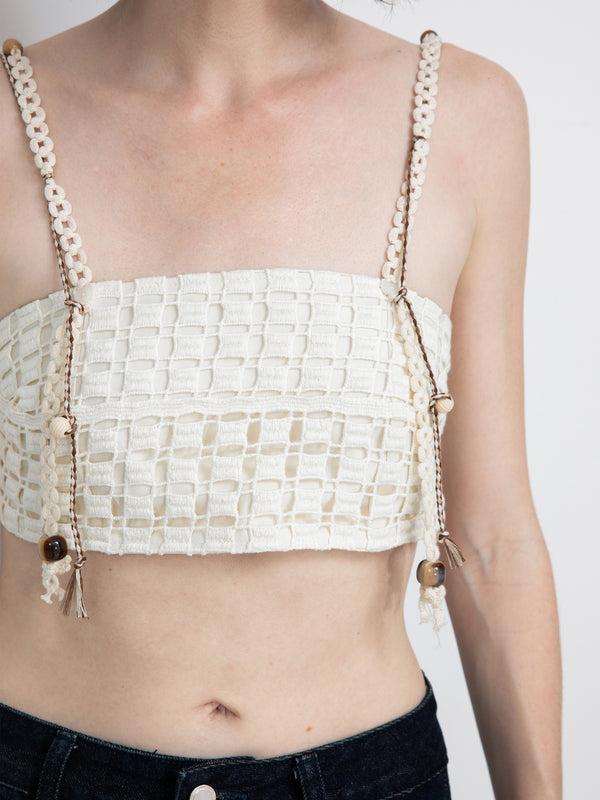 Cubic Cut-Out Cropped Bandeau Cami Beige