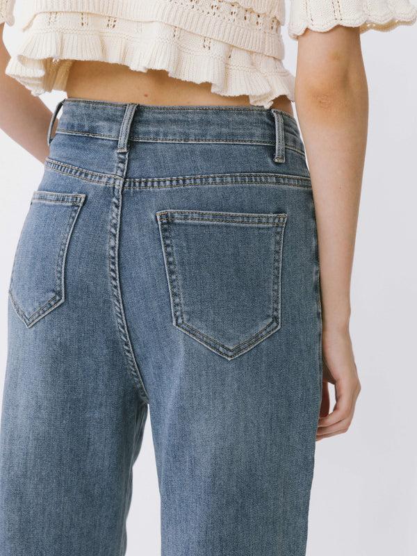 Cubic Dark Front Slit Jeans Steel Blue