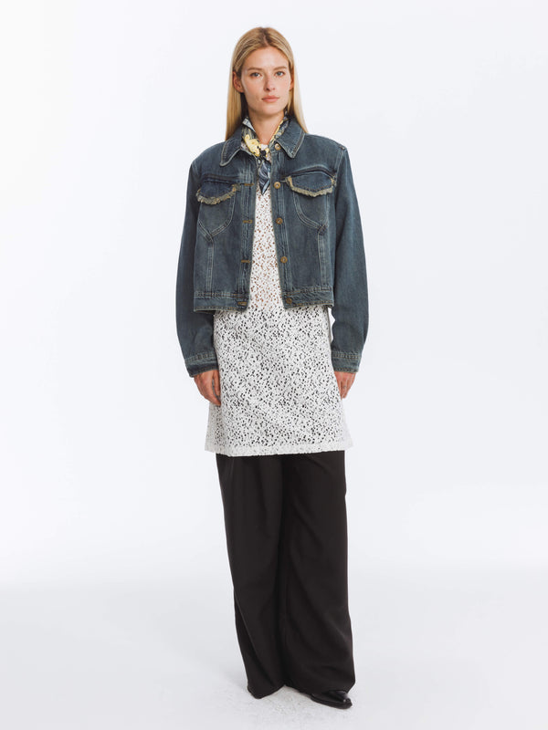 Cubic Dark Short Denim Jacket SteelBlue