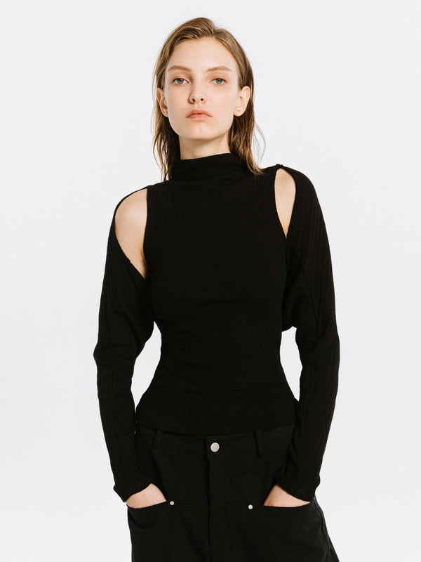 Cubic Detachable Knit Long Sleeve Top Sienna