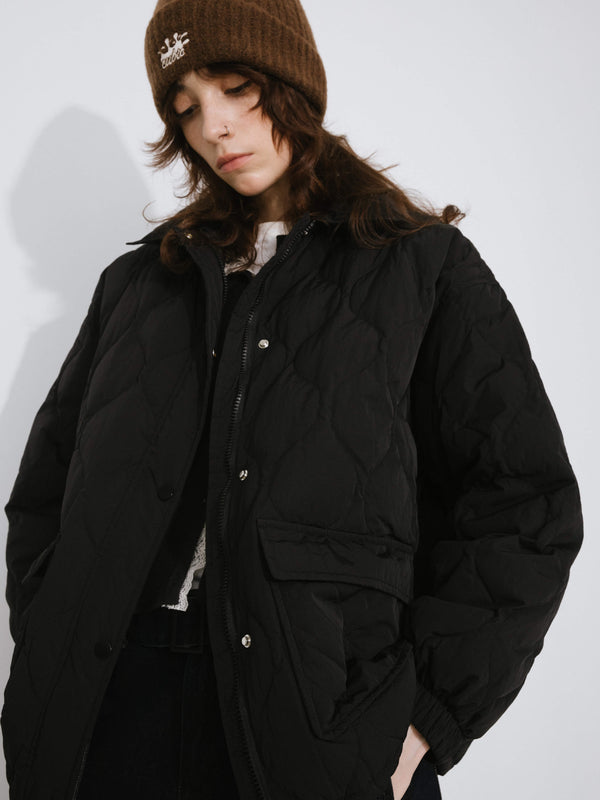 Cubic Diamond Padded Short Puffer Jacket Wheat