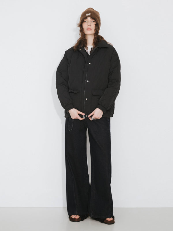 cubic Diamond Padded Short Puffer Jacket Wheat