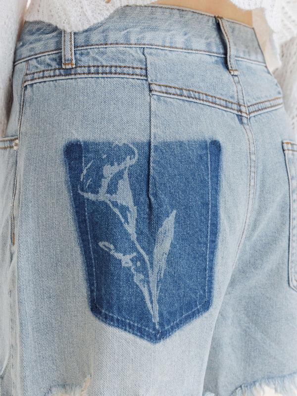 Cubic Distressed Denim Short Shorts LightBlue