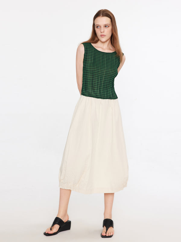 Cubic Elasticated Waist A-line Midi Skirt Black