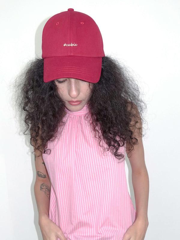 Cubic CUBIC Embroidered Solid Color Baseball Cap Red