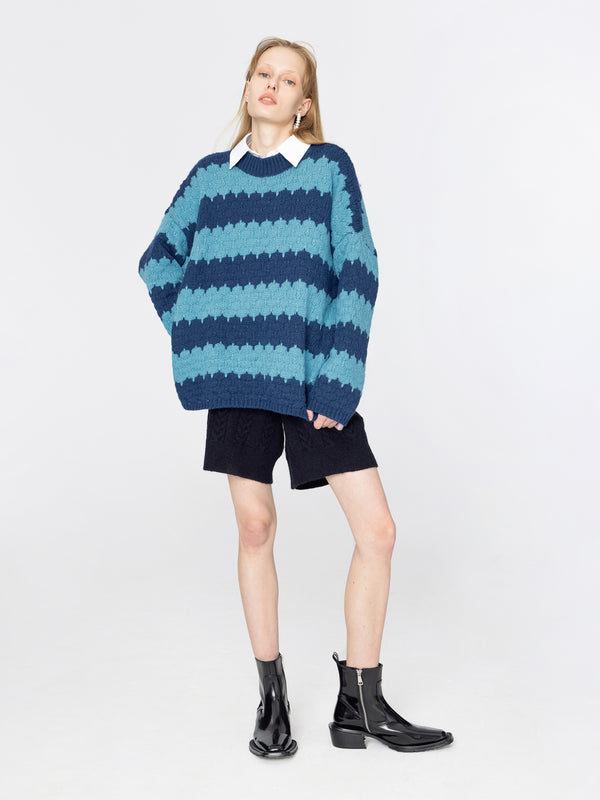 Cubic Fishbone Knit Shorts Gray