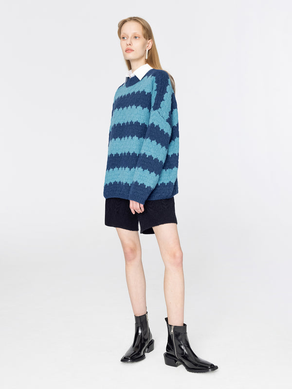 Cubic Fishbone Knit Shorts Gray