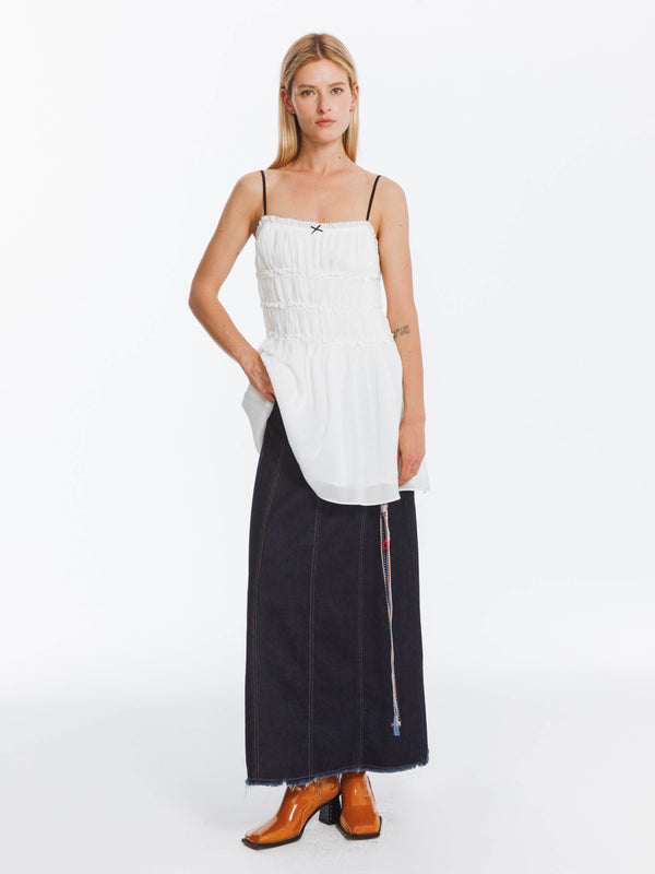 Cubic Fit Lace Pleated Sling Dress White