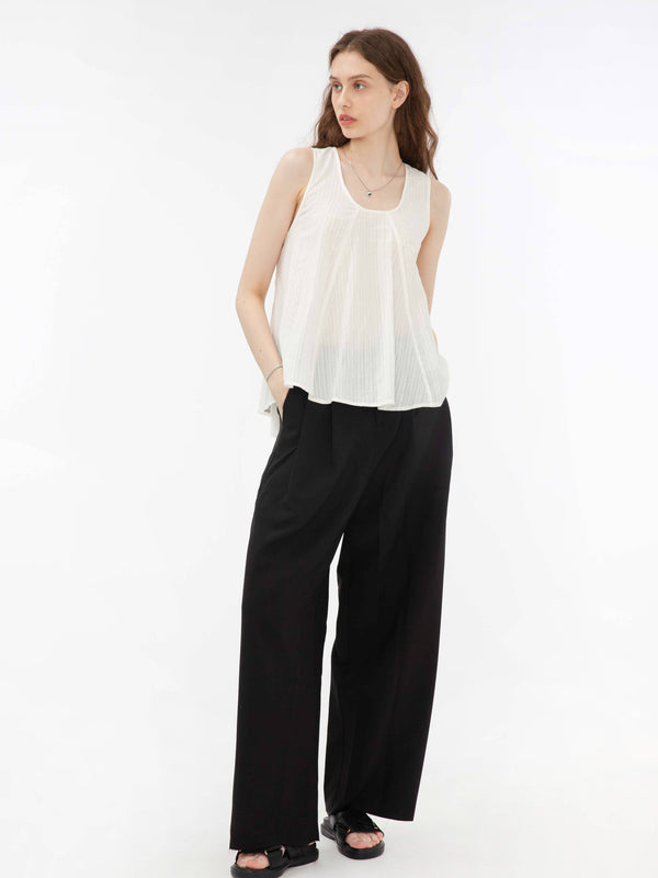 Cubic Flared Open Back Sleeveless Top White