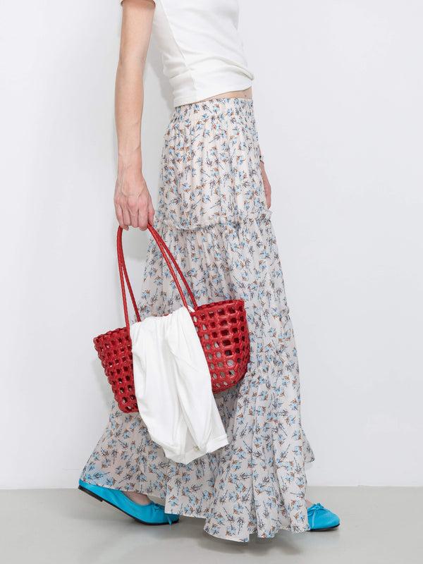 Cubic Floral Print Maxi Skirt Floral