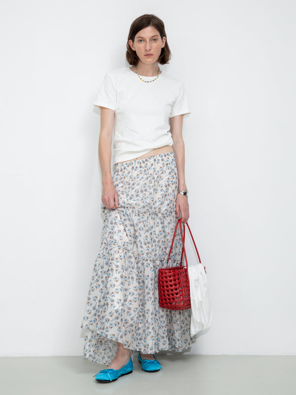cubic Floral Print Maxi Skirt Floral