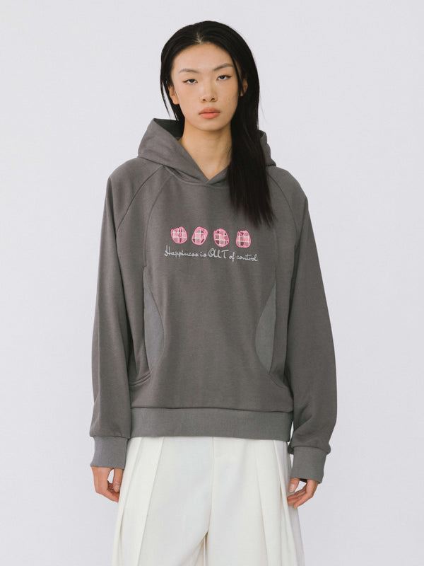 cubic Floral Printed Hoodie Gray