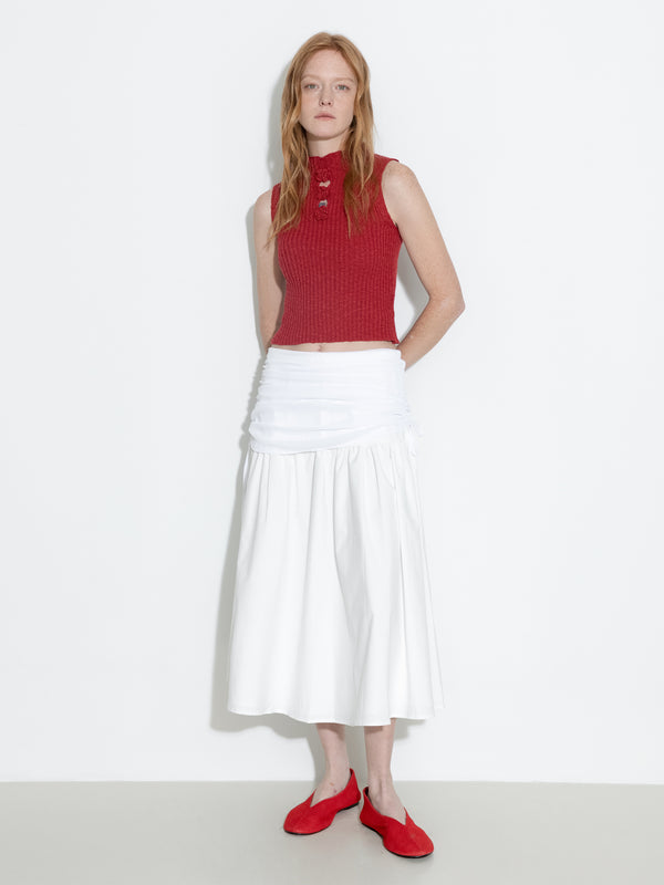 cubic Flower 3D Sleeveless Knit Top Maroon