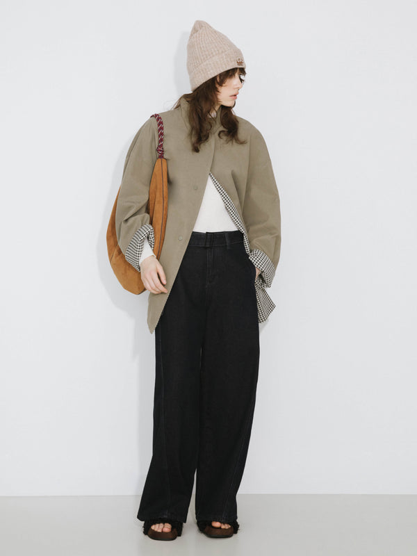 cubic Funnel Neck Reversible Trench Coat DarkKhaki