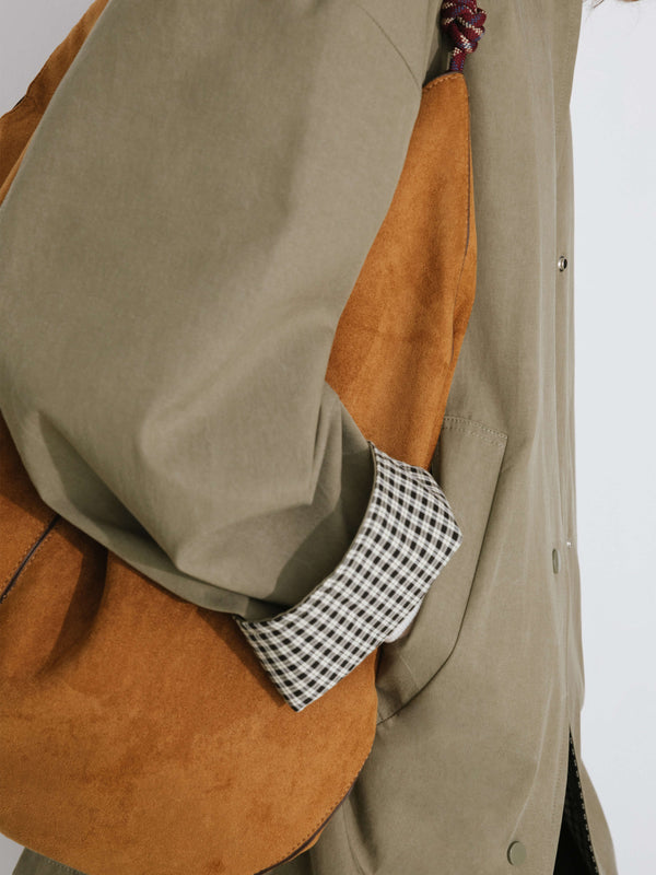 Cubic Funnel Neck Reversible Trench Coat DarkKhaki