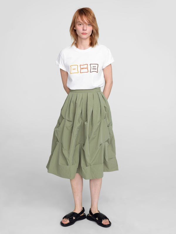 Cubic Gathered A-line Round Skirt Green