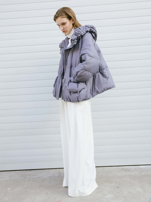 Cubic Gathered Short Puffer Jacket Purple