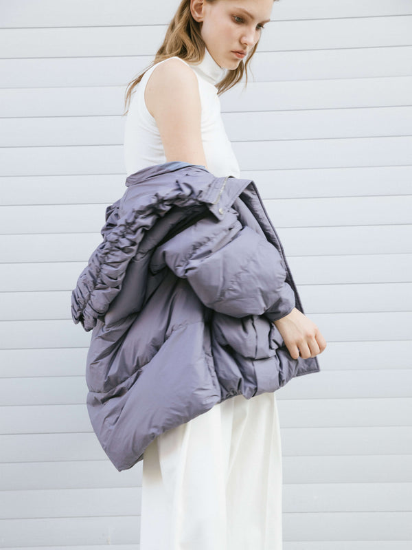 Cubic Gathered Short Puffer Jacket Purple