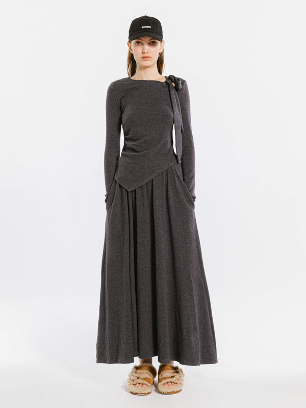 Cubic Gray Irregular Knit Top DimGray