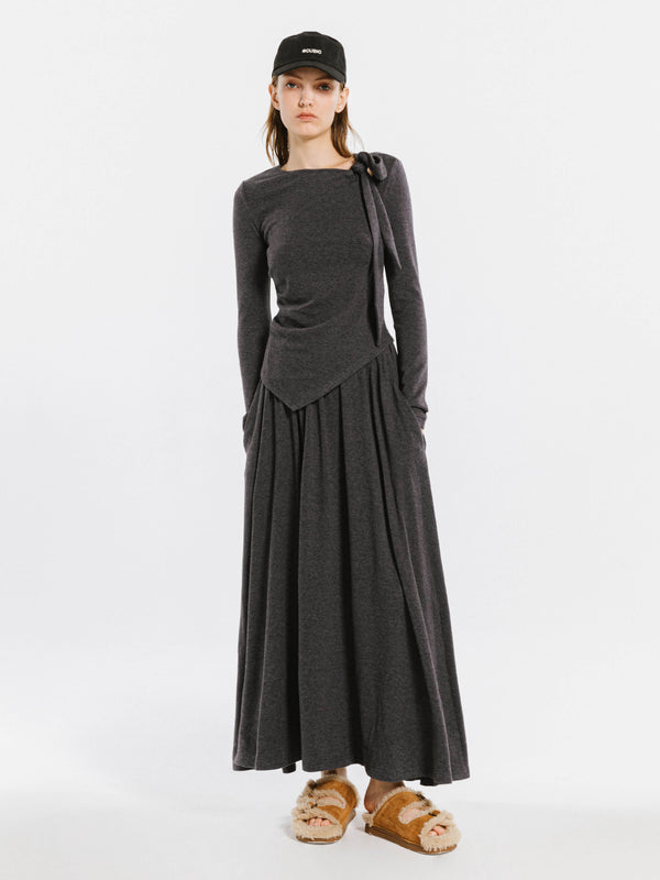 Cubic Gray Irregular Knit Top DimGray