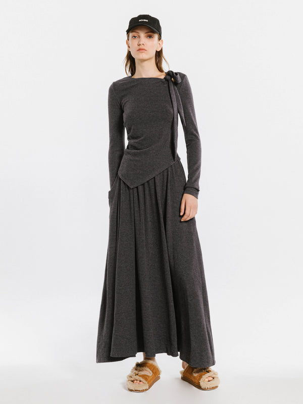 cubic Gray Irregular Knit Top DimGray