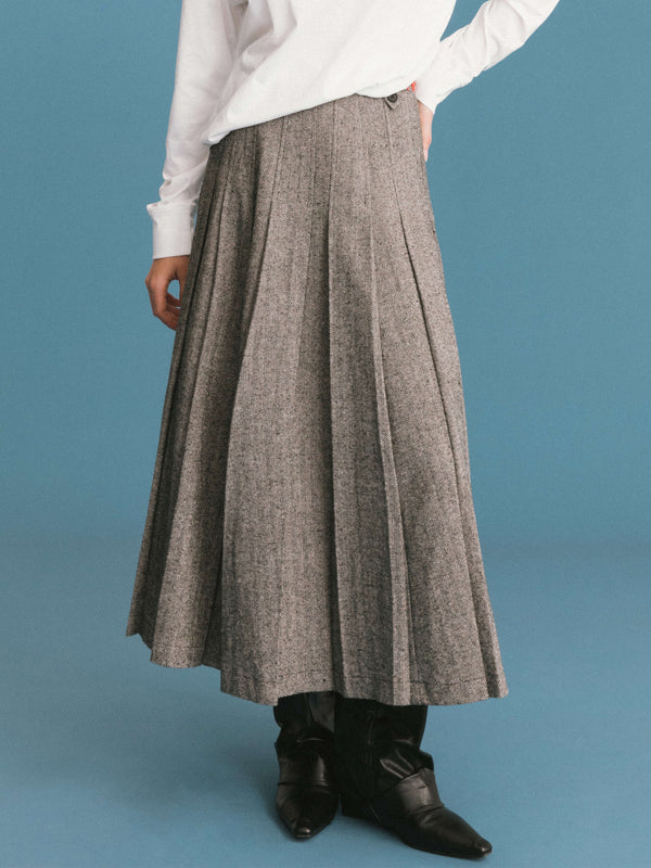 Cubic Gray Pleated Maxi Skirt Gray
