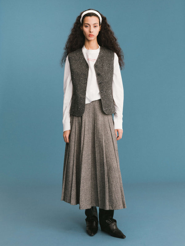 Cubic Gray Pleated Maxi Skirt Gray