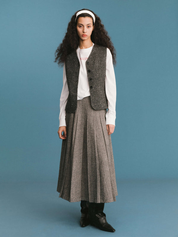 cubic Gray Pleated Maxi Skirt Gray